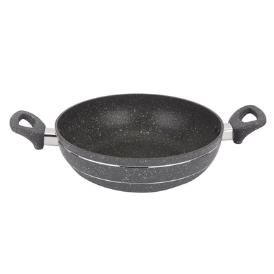Royalford RF11967 Smart Granite wok pan with glass lid |features forged aluminium body, 5-layer granite coating, soft-touch handles and full induction compatibility
