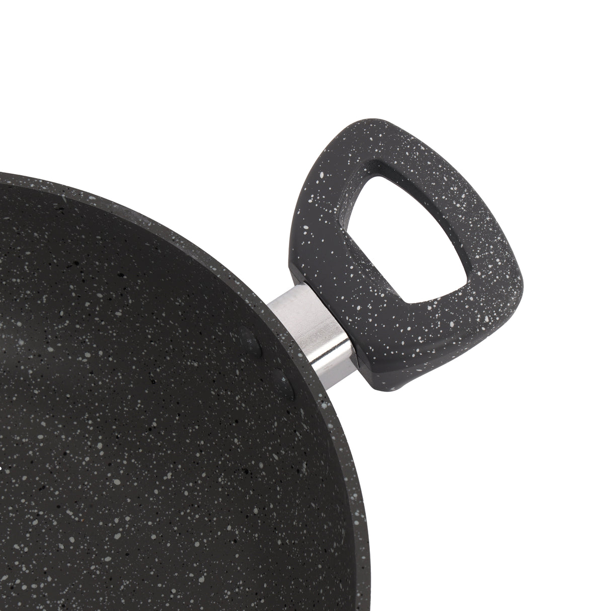 Royalford RF11968 Smart Granite Wok Pan| featuring durable 5-layer granite coating, forged aluminium body, glass lid, handles and induction compatibility for daily use
