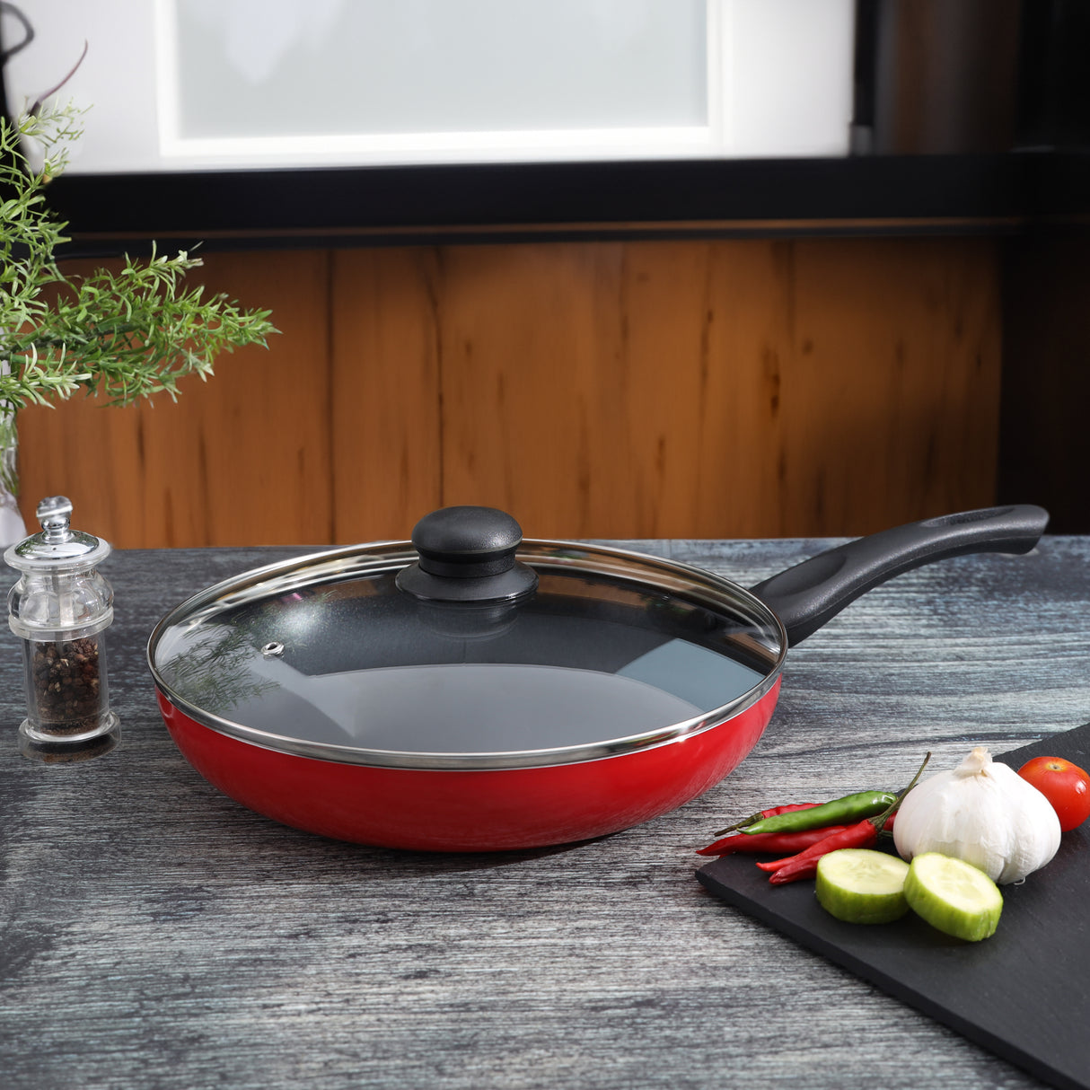 Geepas & Royalford Healthy Kitchen Combo: 4L Vortex Air Fryer & 24cm Non-Stick Frypan with Lid