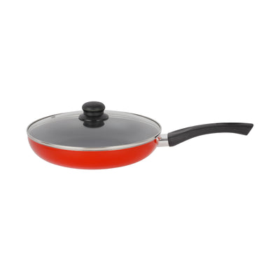 Royalford RF11976 24CM Aluminium  Non-Stick Frypan | Tempered Glass Lid | 3-Layer PTFE & PFOA Free Coating | Durable Bakelite Handle for Gas & Induction Cooking