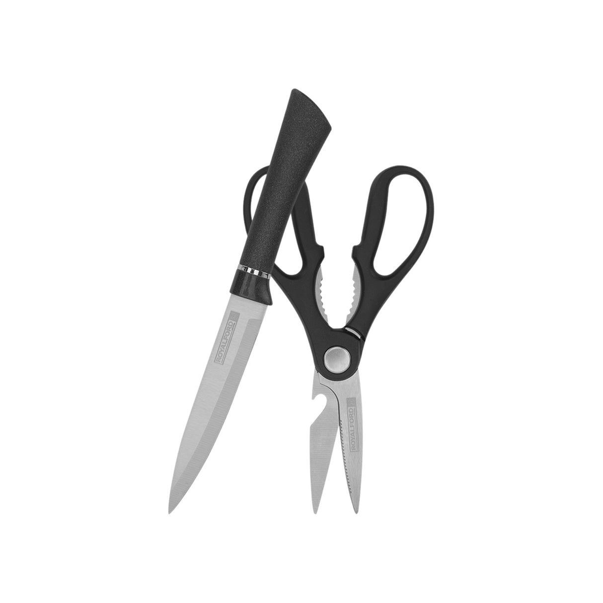 Royalford RF12003 2PC Kitchen Tools Set | Utility Knife & Kitchen Scissors |Stainless Steel Blades with PP Handle |Multi Functional Cutting Tool Set |Compact & Convenient