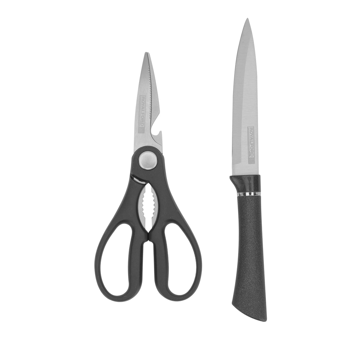Royalford RF12003 2PC Kitchen Tools Set | Utility Knife & Kitchen Scissors |Stainless Steel Blades with PP Handle |Multi Functional Cutting Tool Set |Compact & Convenient