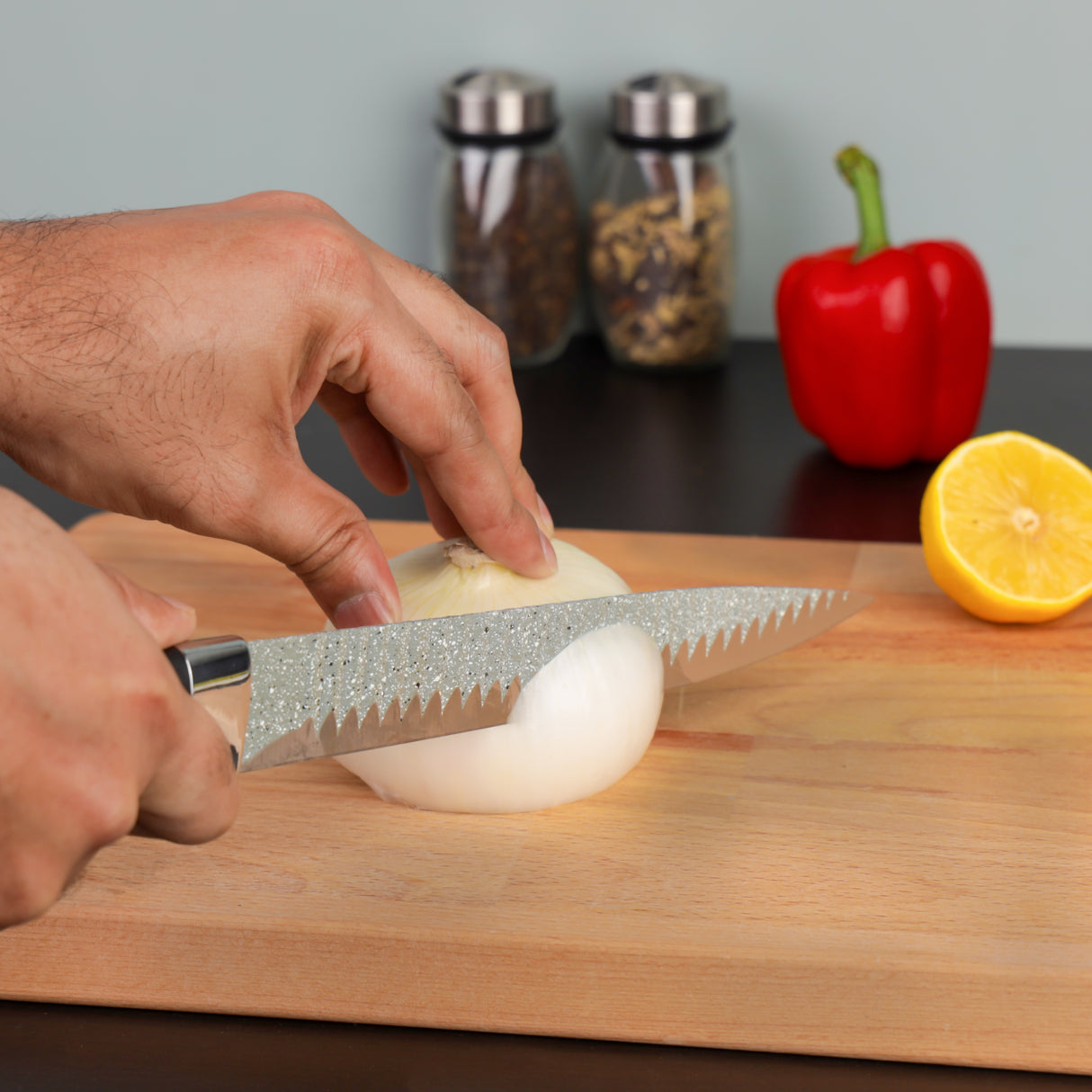 Royalford RF12008 8" Slicer Knife| extra-sharp stainless steel blade with non-stick coating & ergonomic PP handle| lightweight design & dishwasher-safe for daily use|