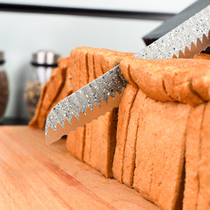 Royalford RF12009 8" Bread Knife| a serrated stainless steel blade with non-stick coating| ergonomic PP handle, dishwasher-safe , perfect for slicing bread, cakes|