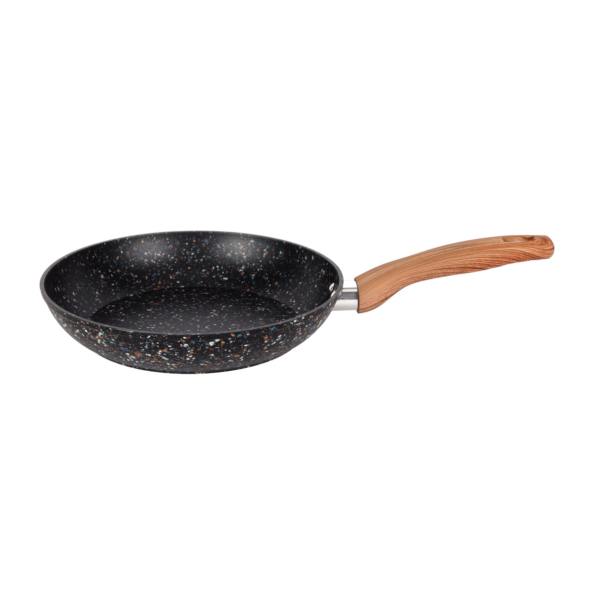 Royalford RF12012 26cm Frypan | Forged Aluminium Body | Granite Non-Stick Coating | Induction Compatible Base | PFOA-Free Design & Soft-Touch Wooden Finish Handle