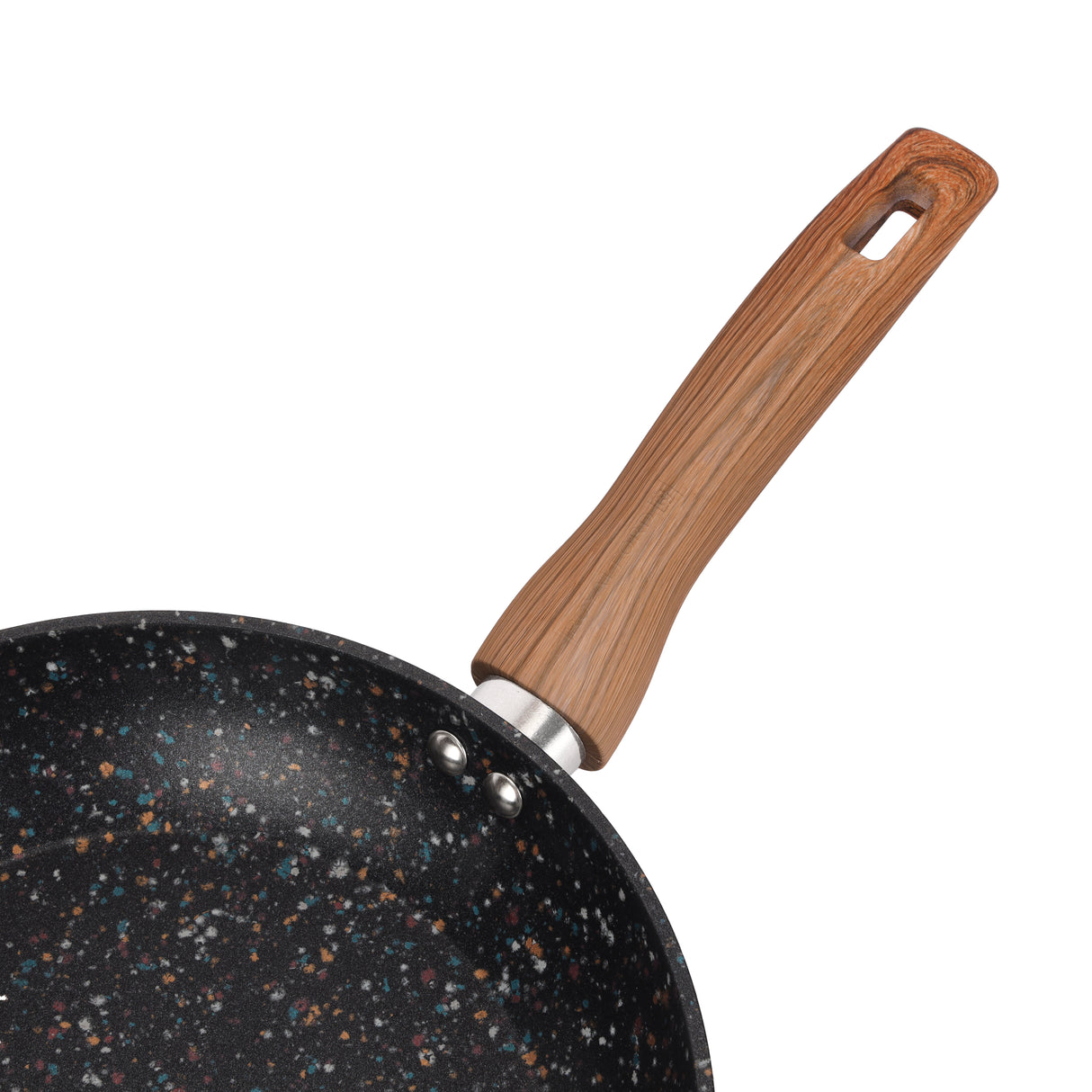 Royalford RF12012 26cm Frypan | Forged Aluminium Body | Granite Non-Stick Coating | Induction Compatible Base | PFOA-Free Design & Soft-Touch Wooden Finish Handle