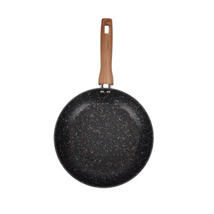 Royalford RF12012 26cm Frypan | Forged Aluminium Body | Granite Non-Stick Coating | Induction Compatible Base | PFOA-Free Design & Soft-Touch Wooden Finish Handle