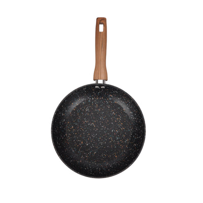 Royalford RF12012 26cm Frypan | Forged Aluminium Body | Granite Non-Stick Coating | Induction Compatible Base | PFOA-Free Design & Soft-Touch Wooden Finish Handle
