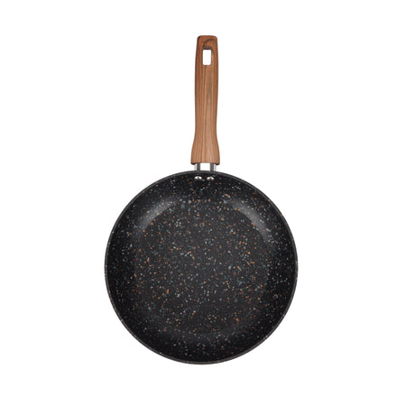 Royalford RF12012 26cm Frypan | Forged Aluminium Body | Granite Non-Stick Coating | Induction Compatible Base | PFOA-Free Design & Soft-Touch Wooden Finish Handle