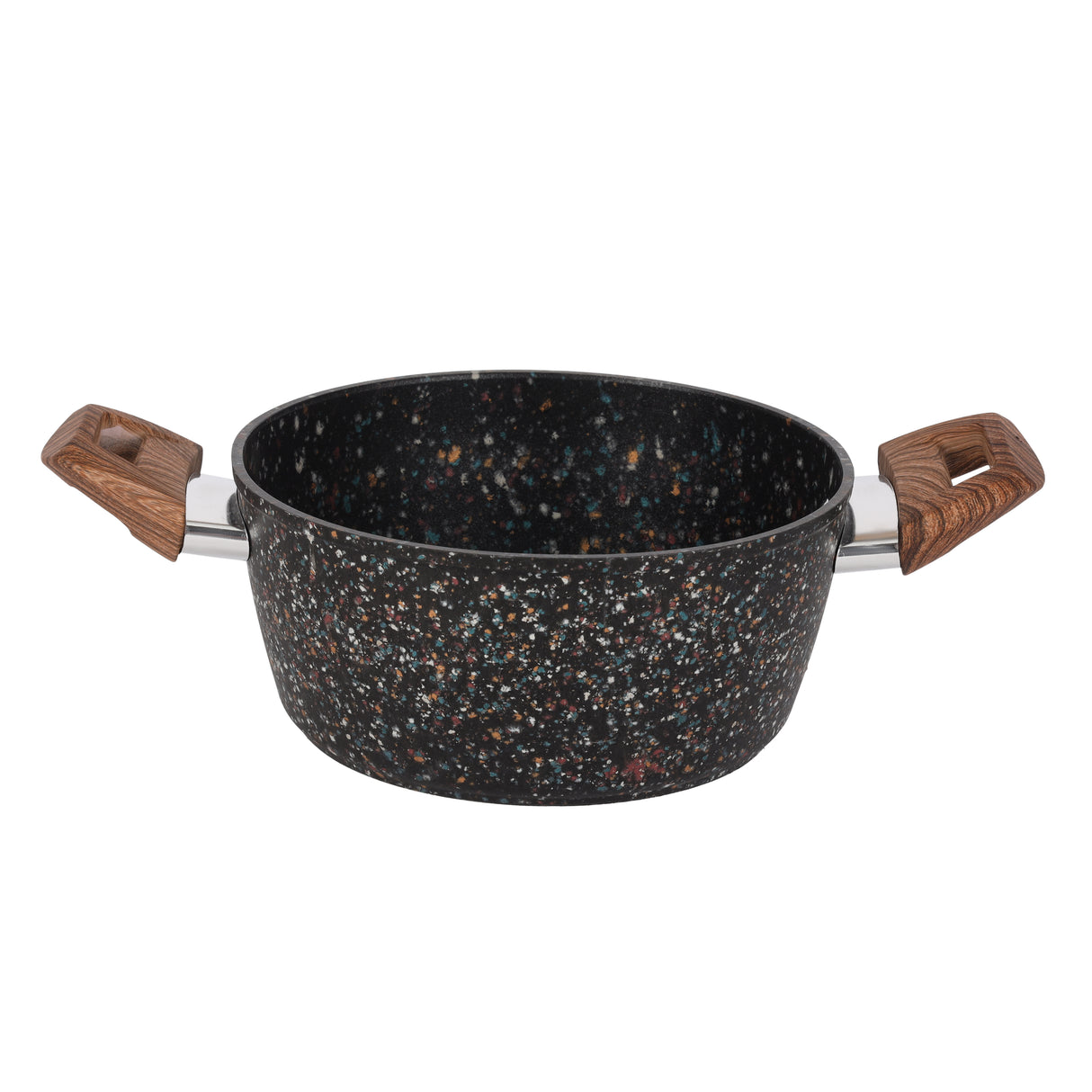 Royalford RF12016 24cm forged aluminium casserole with multistone granite coating| thick induction base, soft touch handles and tempered glass lid for versatile cooking