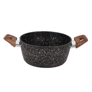 Royalford RF12016 24cm forged aluminium casserole with multistone granite coating| thick induction base, soft touch handles and tempered glass lid for versatile cooking