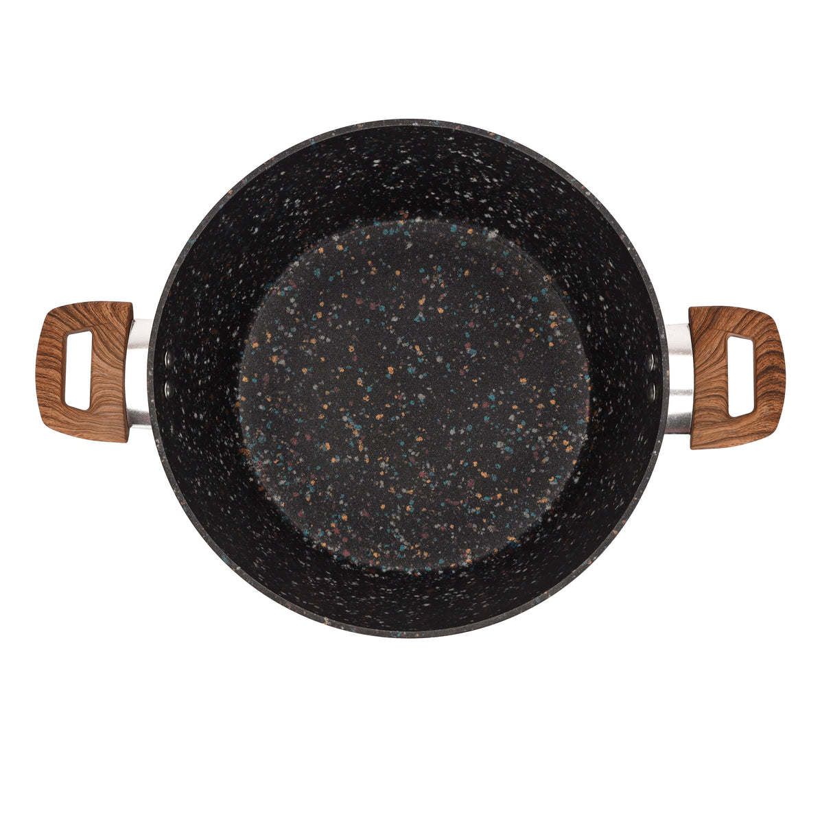 Royalford RF12017 26cm forged aluminium casserole | multistone granite non-stick coating, extra-thick induction base, tempered glass lid and soft-touch handles.