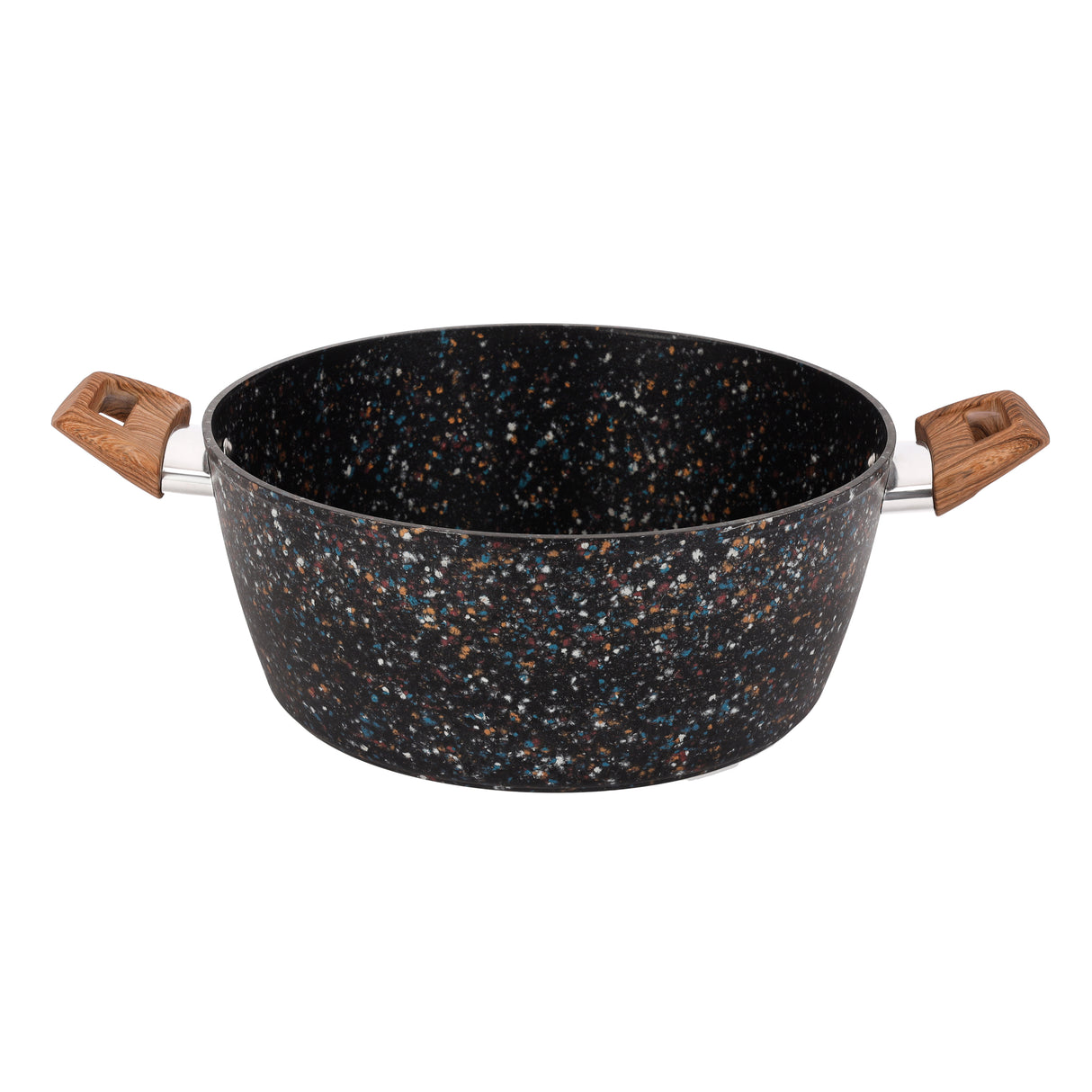 Royalford RF12017 26cm forged aluminium casserole | multistone granite non-stick coating, extra-thick induction base, tempered glass lid and soft-touch handles.