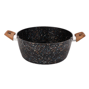 Royalford RF12017 26cm forged aluminium casserole | multistone granite non-stick coating, extra-thick induction base, tempered glass lid and soft-touch handles.