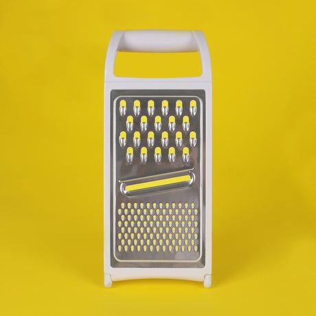Royalford RF12021 Flat Grater| stainless steel multi blades and sharp cutting surfaces| soft TPR handle, dishwasher-safe design and ideal for grating, slicing|
