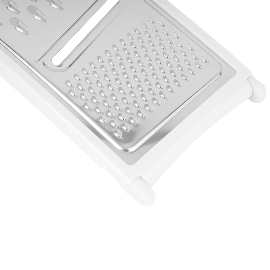 Royalford RF12021 Flat Grater| stainless steel multi blades and sharp cutting surfaces| soft TPR handle, dishwasher-safe design and ideal for grating, slicing|