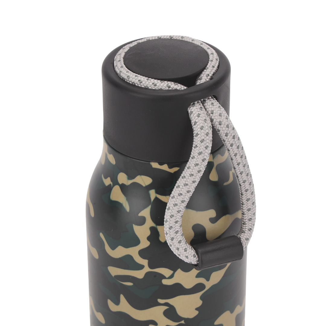 Royalford RF12022 400ml Stainless Steel Vacuum Bottle | Double Wall Insulated Leak Resistant Hot & Cold Water Flask | Portable Strap | Durable & Compact Travel Design