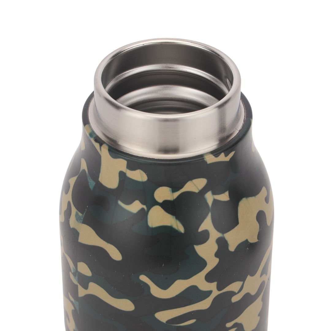 Royalford RF12022 400ml Stainless Steel Vacuum Bottle | Double Wall Insulated Leak Resistant Hot & Cold Water Flask | Portable Strap | Durable & Compact Travel Design