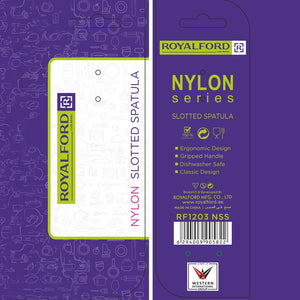 Royalford RF1203 Nylon Slotted Spatula NSS| food-grade nylon, ergonomic gripped handle & heat-resistant| slotted design, dishwasher-safe, for flipping & turning|