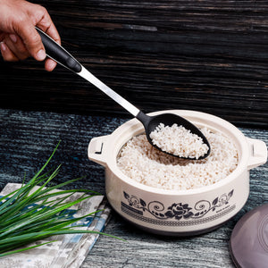 Royalford RF1206-NSVS Nylon Serving Spoon| stainless steel handle offers durability & comfort| non-stick friendly, heat resistant, ideal for serving rice and more|