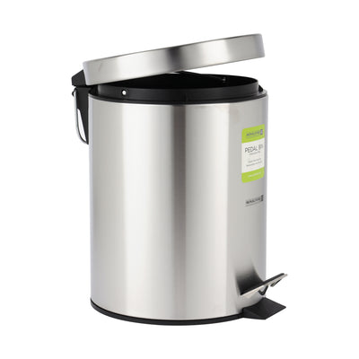 Royalford RF12089 5L Stainless Steel Pedal Bin |Hands-Free Foot Pedal| Soft Close Lid| Removable Inner Bucket| Rust-Resistant Trash Can for Kitchen, Bathroom & Office Use
