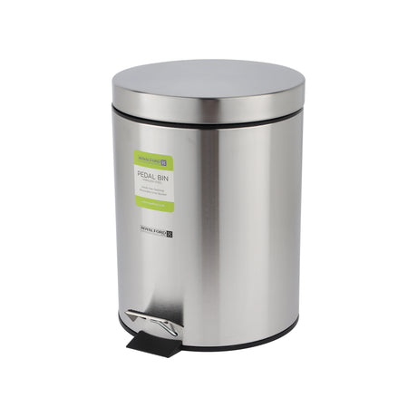 Royalford RF12089 5L Stainless Steel Pedal Bin |Hands-Free Foot Pedal| Soft Close Lid| Removable Inner Bucket| Rust-Resistant Trash Can for Kitchen, Bathroom & Office Use