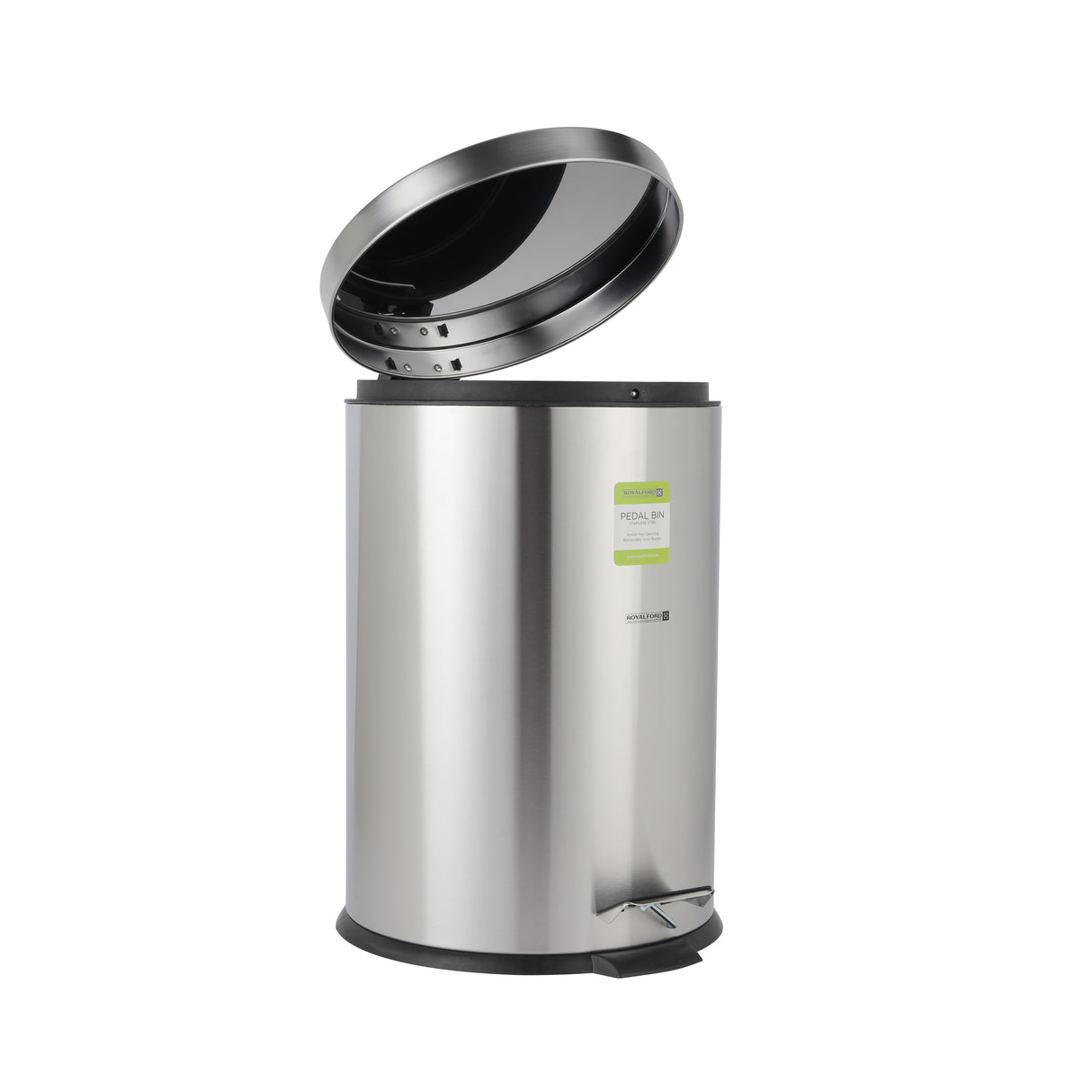 Royalford RF12092 20L Stainless Steel Pedal Bin | Soft Close Lid | Removable Inner Bucket | Hands Free Foot Pedal | Non Slip Base| Perfect  for  Home & Office Use