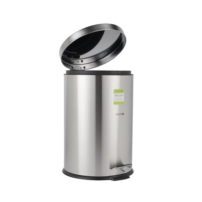 Royalford RF12092 20L Stainless Steel Pedal Bin | Soft Close Lid | Removable Inner Bucket | Hands Free Foot Pedal | Non Slip Base| Perfect  for  Home & Office Use