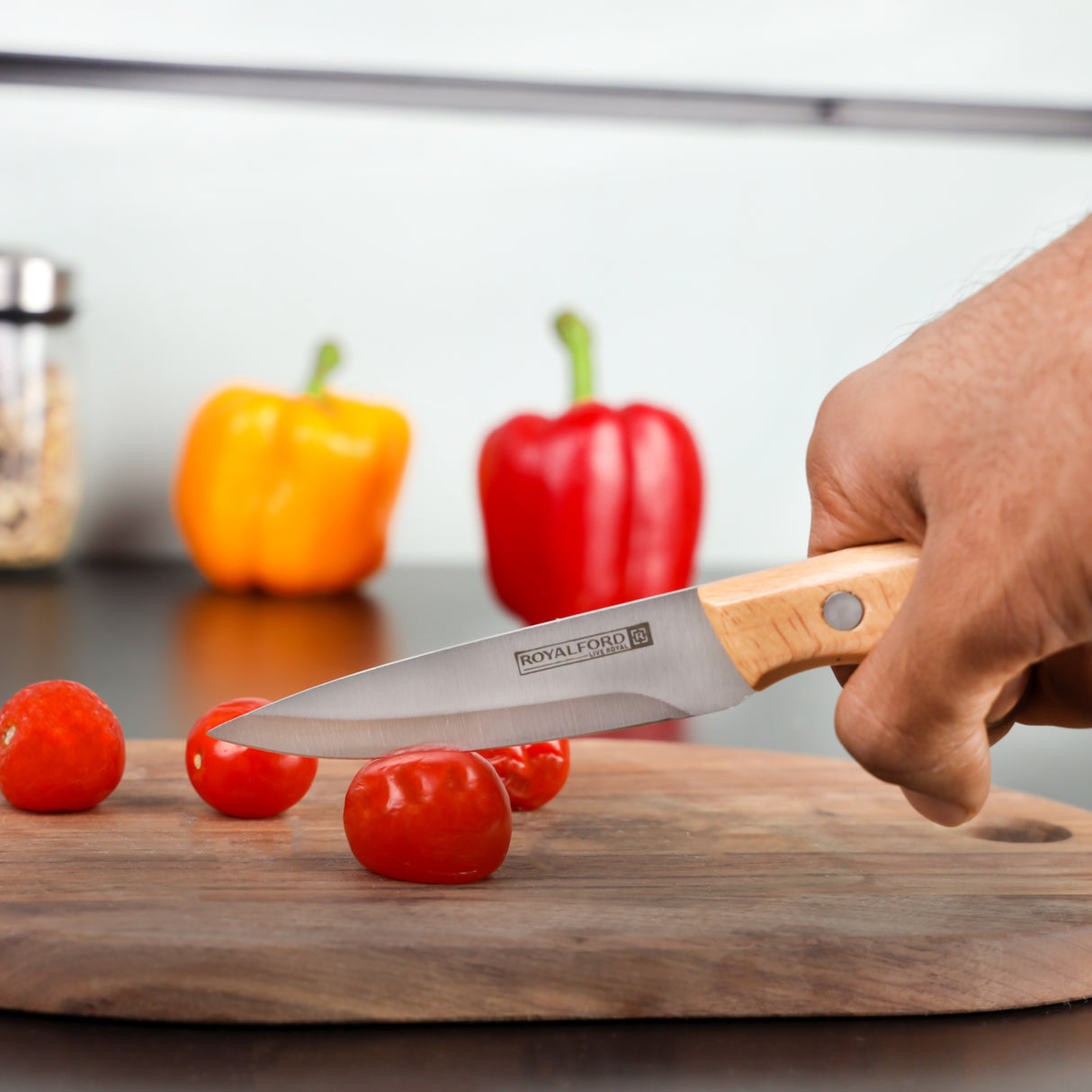 Royalford RF12093 4” Paring Knife| sharp stainless steel blade & durable wooden handle offers precise cutting| ergonomic grip, stain resistance, for everyday kitchen use|