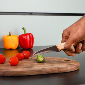 Royalford RF12094 3.5” carving knife| sharp stainless steel blade & durable wooden handle offers precise cutting| ergonomic grip, stain resistance for daily kitchen use|