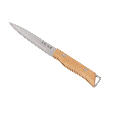 Royalford RF12095 5” Utility Knife| sharp stainless steel blade and sturdy wooden handle| for precise cutting, peeling, and slicing with comfort, durability, and control|