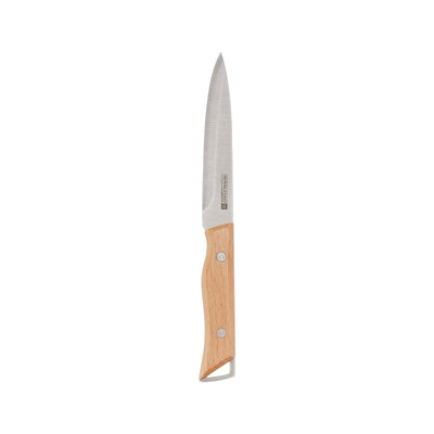 Royalford RF12095 5” Utility Knife| sharp stainless steel blade and sturdy wooden handle| for precise cutting, peeling, and slicing with comfort, durability, and control|