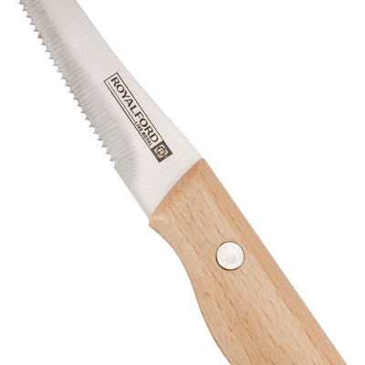 Royalford RF12096 5” fruit knife| extra-sharp stainless steel blade and wooden handle| durable, stain-resistant, perfect for precise cutting, peeling, and slicing tasks|