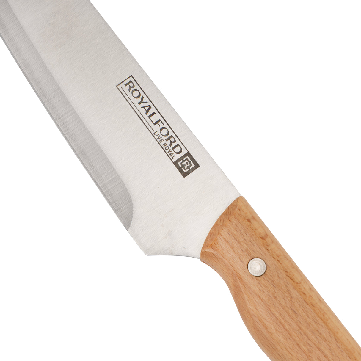 Royalford RF12097 8 Inch Chef Knife Stainless Steel Kitchen Knife |  Wooden Handle | Extra Sharp Multipurpose Cooking Knife | Perfect for Meat Vegetables Fruits Herbs