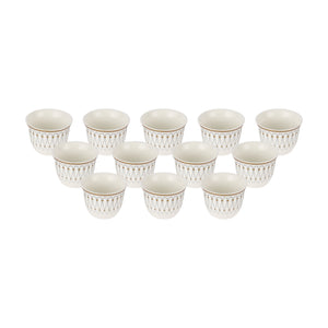 Royalford RF12115 Bone China Cawa Cup Set |  12PCS 80ml Premium  Coffee Cups | Elegant Gold Design | Durable Luxury Cawa Cups for Home, Majlis & Gifting Occasions