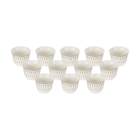 Royalford RF12115 Bone China Cawa Cup Set |  12PCS 80ml Premium  Coffee Cups | Elegant Gold Design | Durable Luxury Cawa Cups for Home, Majlis & Gifting Occasions