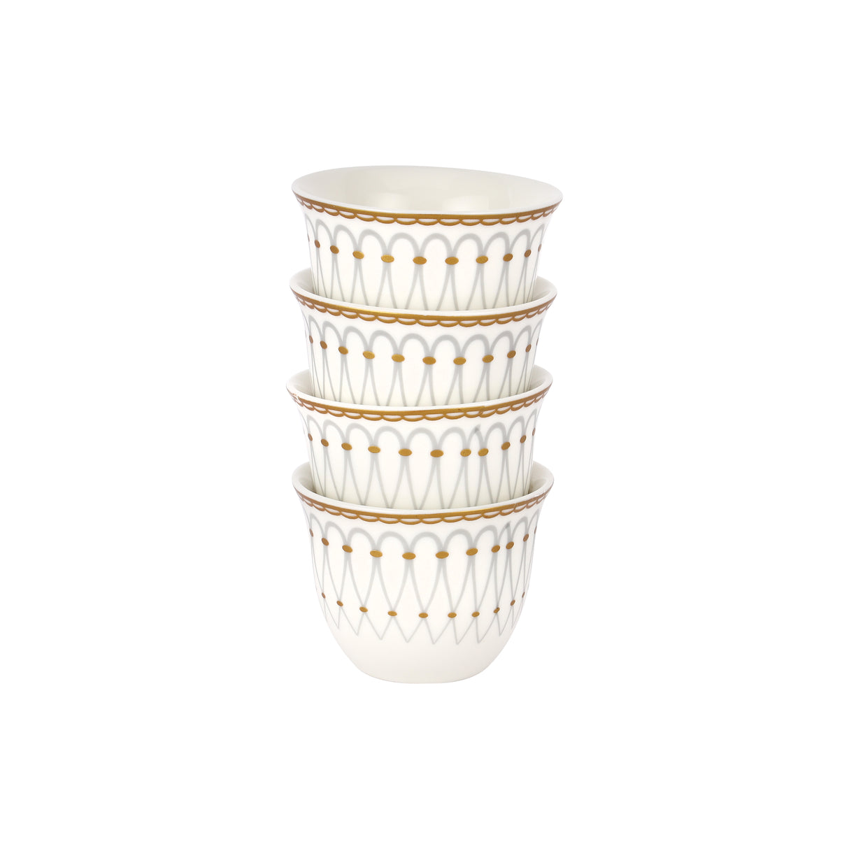 Royalford RF12115 Bone China Cawa Cup Set |  12PCS 80ml Premium  Coffee Cups | Elegant Gold Design | Durable Luxury Cawa Cups for Home, Majlis & Gifting Occasions
