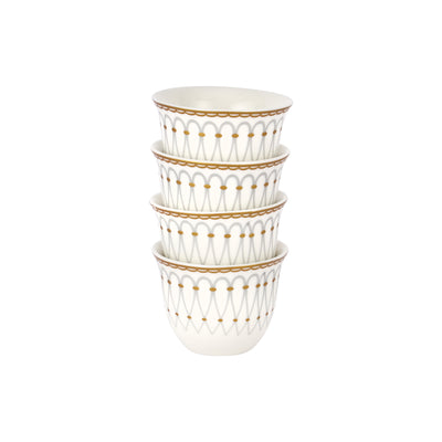 Royalford RF12115 Bone China Cawa Cup Set |  12PCS 80ml Premium  Coffee Cups | Elegant Gold Design | Durable Luxury Cawa Cups for Home, Majlis & Gifting Occasions