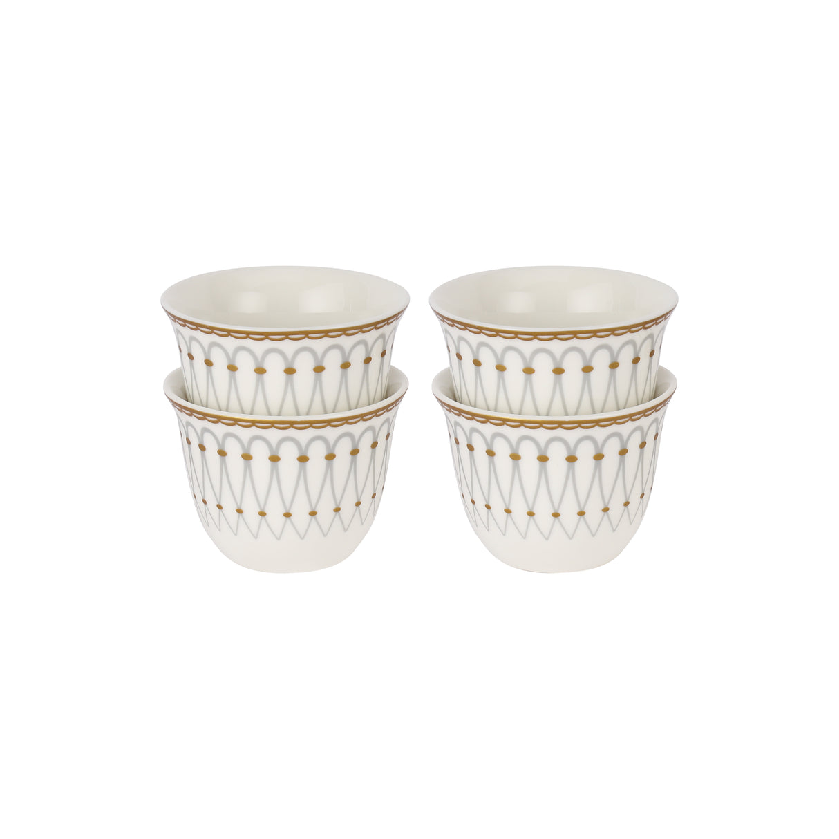 Royalford RF12115 Bone China Cawa Cup Set |  12PCS 80ml Premium  Coffee Cups | Elegant Gold Design | Durable Luxury Cawa Cups for Home, Majlis & Gifting Occasions