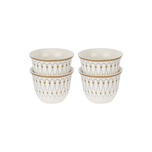 Royalford RF12115 Bone China Cawa Cup Set |  12PCS 80ml Premium  Coffee Cups | Elegant Gold Design | Durable Luxury Cawa Cups for Home, Majlis & Gifting Occasions