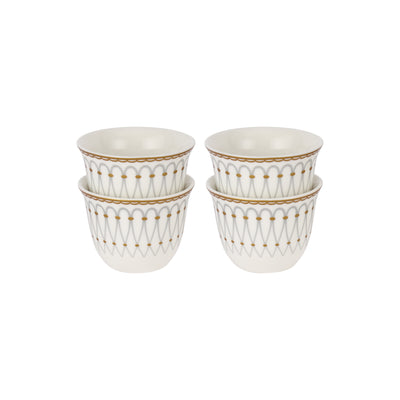 Royalford RF12115 Bone China Cawa Cup Set |  12PCS 80ml Premium  Coffee Cups | Elegant Gold Design | Durable Luxury Cawa Cups for Home, Majlis & Gifting Occasions