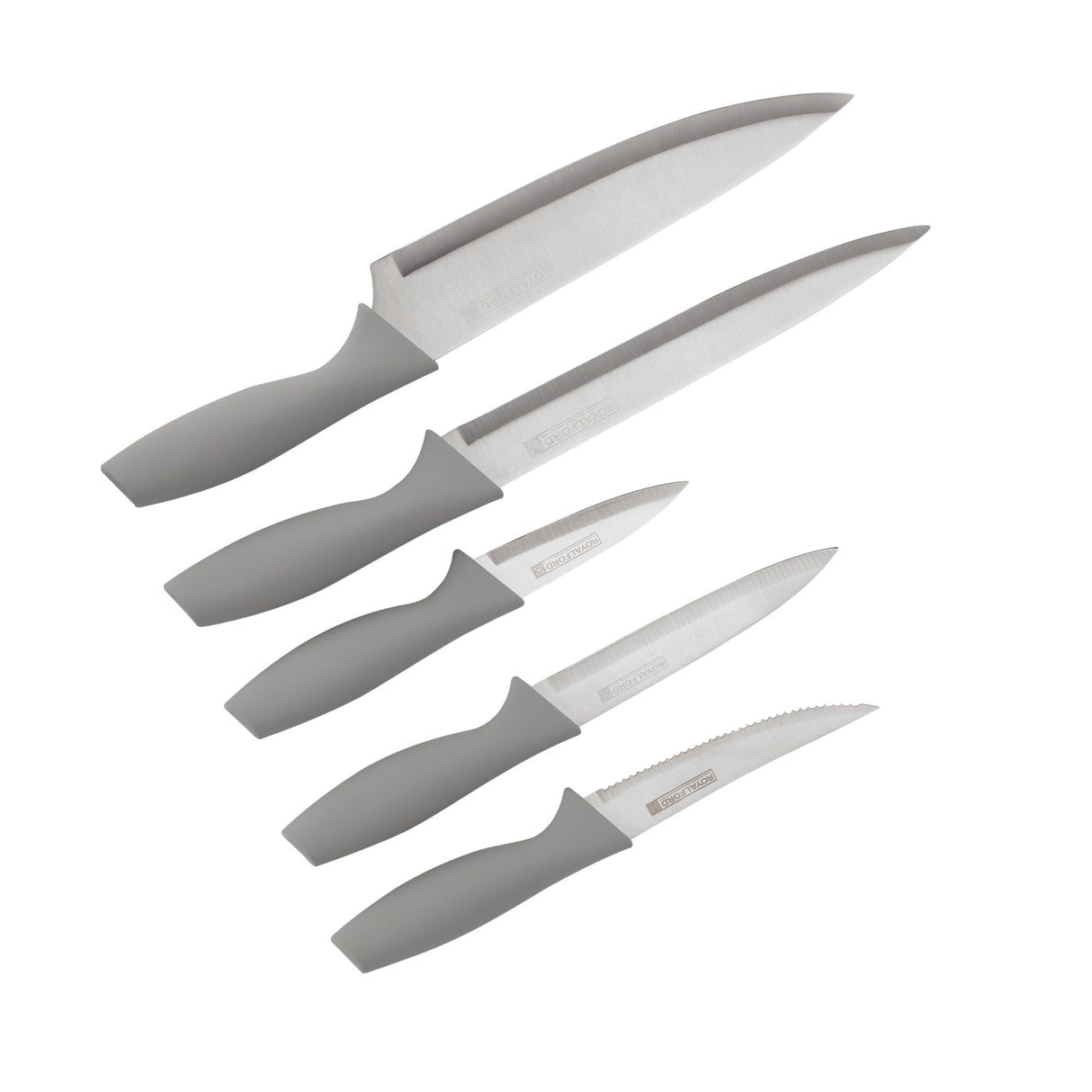 Royalford RF12116 6 Pcs Stainless Steel Knives Set with  Holder and Ergonomic PP Handles|  Extra-Sharp Blades for Vegetable, Meat and Fruit Cutting in Home Kitchen Use