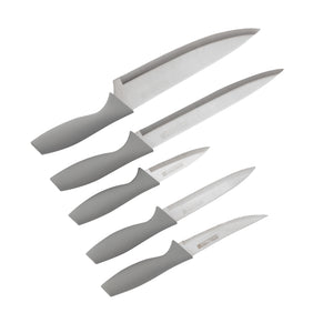 Royalford RF12116 6 Pcs Stainless Steel Knives Set with  Holder and Ergonomic PP Handles|  Extra-Sharp Blades for Vegetable, Meat and Fruit Cutting in Home Kitchen Use