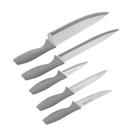 Royalford RF12116 6 Pcs Stainless Steel Knives Set with  Holder and Ergonomic PP Handles|  Extra-Sharp Blades for Vegetable, Meat and Fruit Cutting in Home Kitchen Use