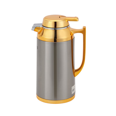 Royalford RF12122 Double Wall Vacuum Flask 1L | Stainless Steel Hot & Cold Thermal Flask | Asbestos Free Pink Glass Inner| Leak Resistant Design| Ergonomic Handle Grip