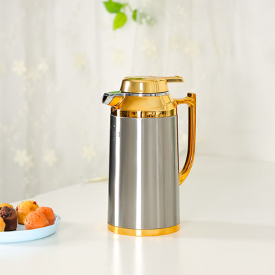 Royalford RF12122 Double Wall Vacuum Flask 1L | Stainless Steel Hot & Cold Thermal Flask | Asbestos Free Pink Glass Inner| Leak Resistant Design| Ergonomic Handle Grip