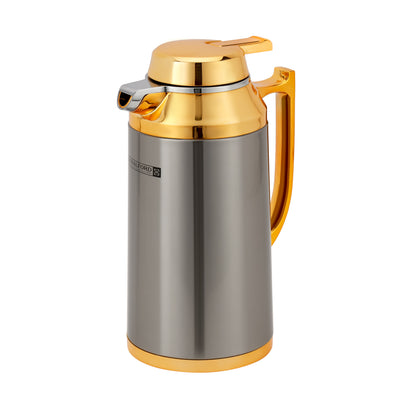 Royalford RF12122 Double Wall Vacuum Flask 1L | Stainless Steel Hot & Cold Thermal Flask | Asbestos Free Pink Glass Inner| Leak Resistant Design| Ergonomic Handle Grip