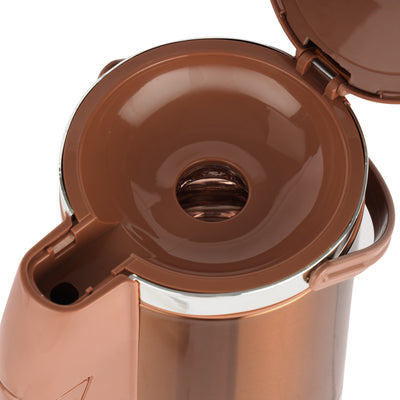 Royalford RF12133 Thermic Airpot Flask | 3.0L |Double Wall Vacuum Insulated Stainless Steel Air Pot | Pink Glass Inner | 360 Rotating Base | Long Heat Retention for Home