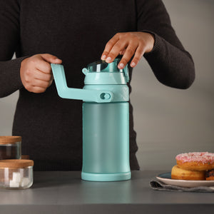 Royalford 1500 ml Water Bottle- RF12163/ Plastic Bottles with Flip Lid, Silicone Sipper and Straw, Strap, with Carry Handle/ Perfect for School, Office and Gym