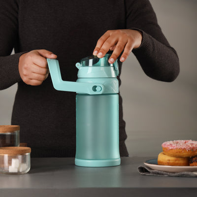 Royalford 1500 ml Water Bottle- RF12163/ Plastic Bottles with Flip Lid, Silicone Sipper and Straw, Strap, with Carry Handle/ Perfect for School, Office and Gym